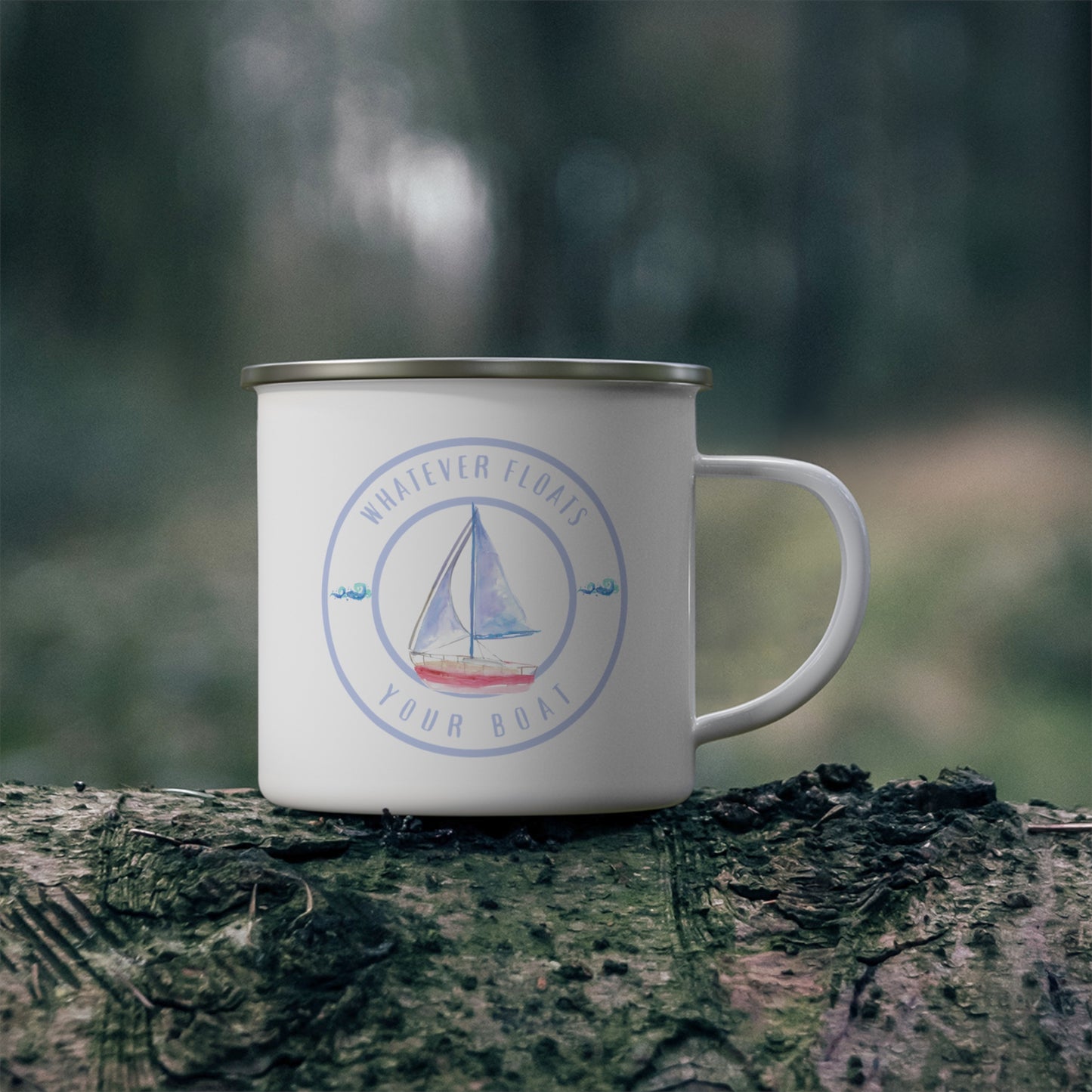 'Whatever Floats Your Boat'-- Enamel Camping Mug